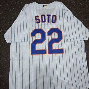 Juan Soto New York Mets 2024 Jersey Pinstripes Size XL - White